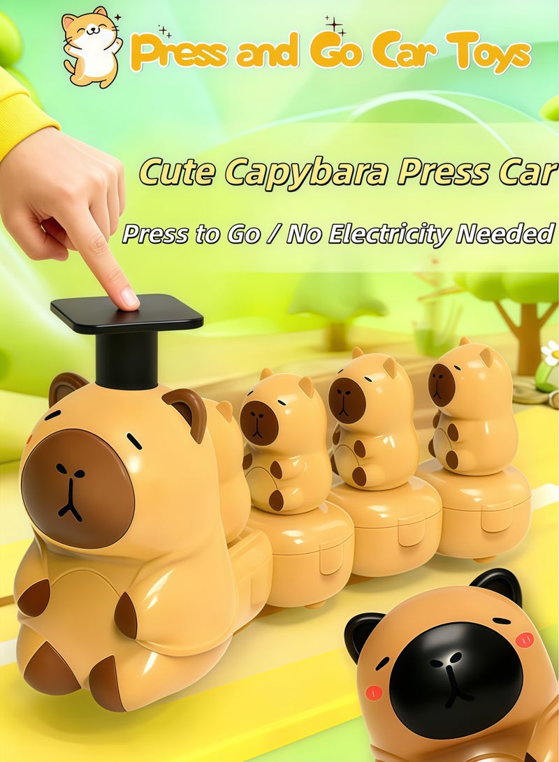 capybara Press and Go Car Toys,Capybara Press-and-Go Car Toys,Cartoon Inertia Sliding Toys,Fun Forest Animal Pressure Car,Battery-Free Press Mechanism | Long-Distance Gliding | Soft Rubber Wheels Anti-Slip & Durable,Best Gifts for Boys and  Grils,For Toddlers 1+ - Image 1